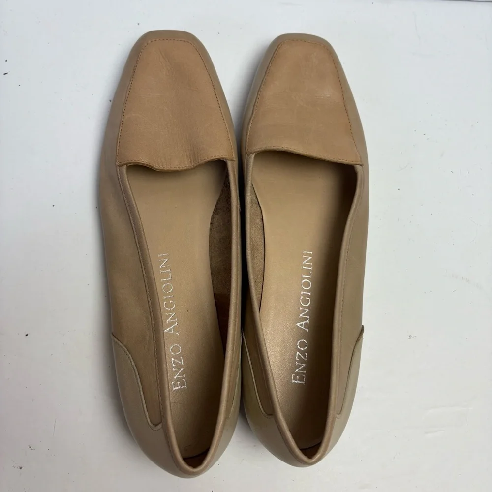 Enzo Angiolini Vintage Liberty Cream Tan Leather Flats Minimalist Design 8.5 N
